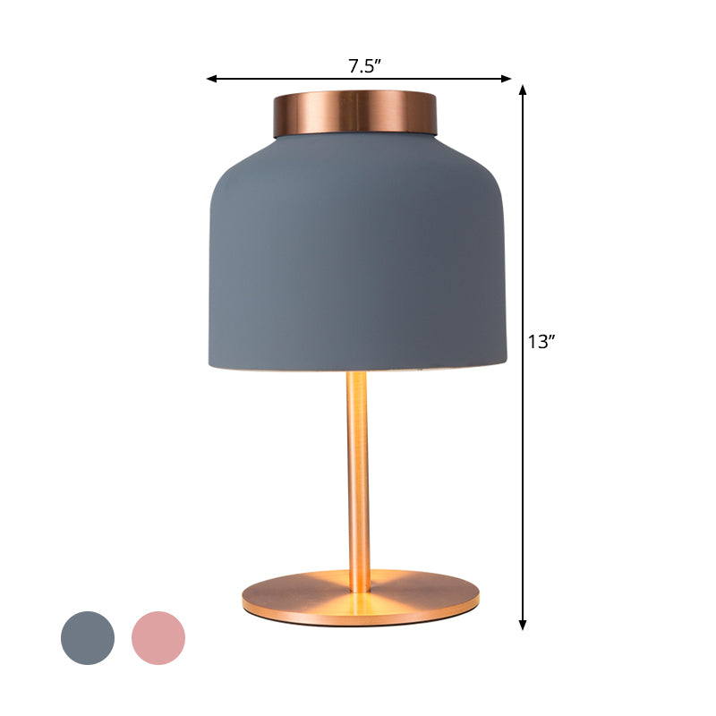 Lámpara minimalista de 1 cabeza de escritorio metálico Dome Lámpara de noche rosa/azul con diseño ajustable