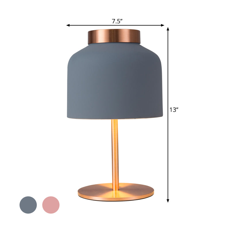 Dome scrivania metallica luce minimalista a 1 testa rosa/blu lampada da comodino con design regolabile