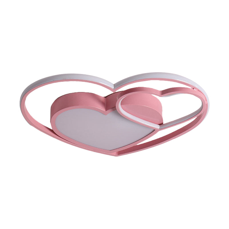 Loving Heart – lampe encastrée en acrylique, style nordique blanc/rose, LED proche du plafond, pour chambre à coucher