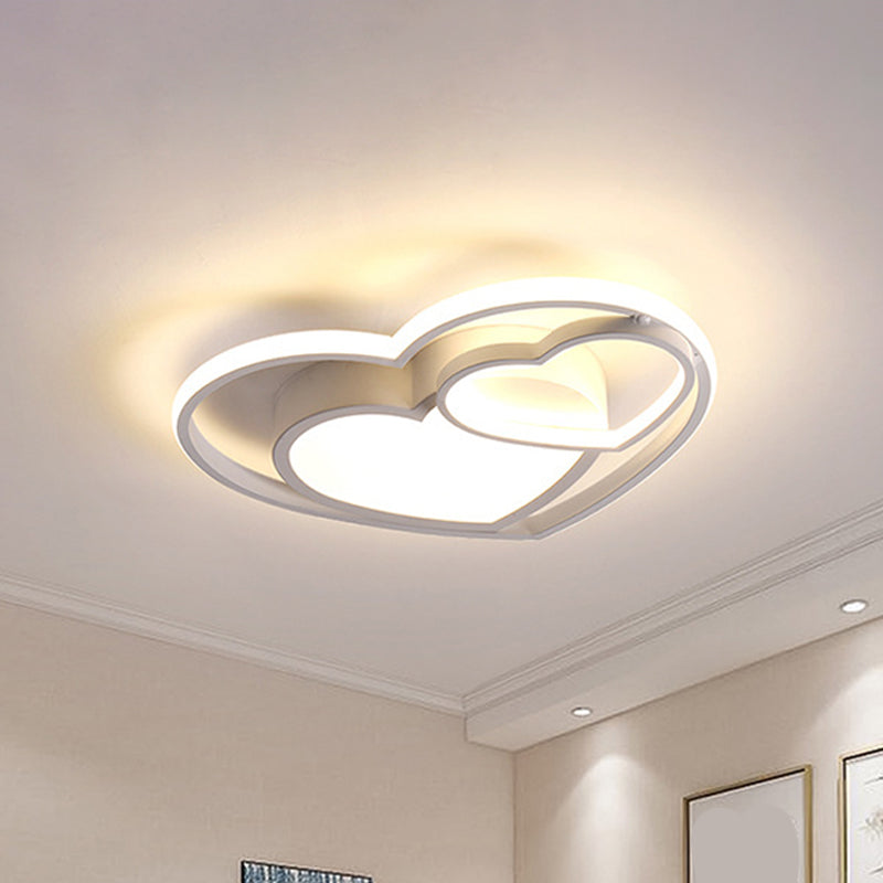 Amore Cuore Acrilico Flush Mount Lampada Nordic Bianco/Rosa LED vicino alla luce del soffitto per camera da letto