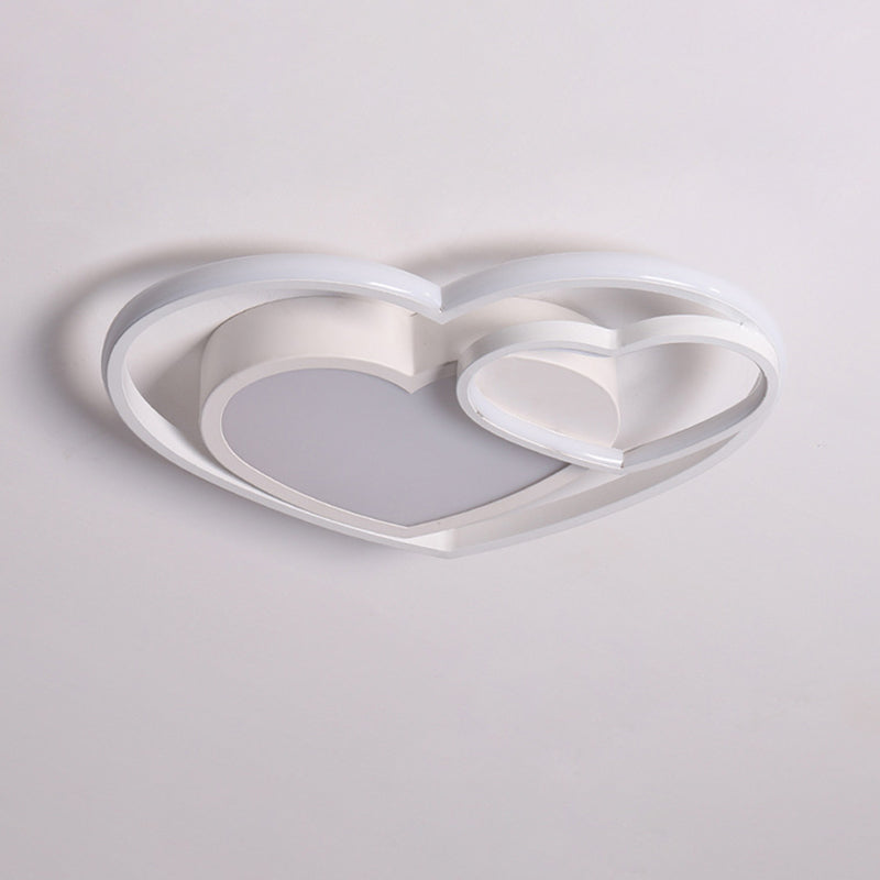 Loving Heart Acrylic Flush Mount Lamp Nordic White/Pink LED Close to Ceiling Light for Bedroom