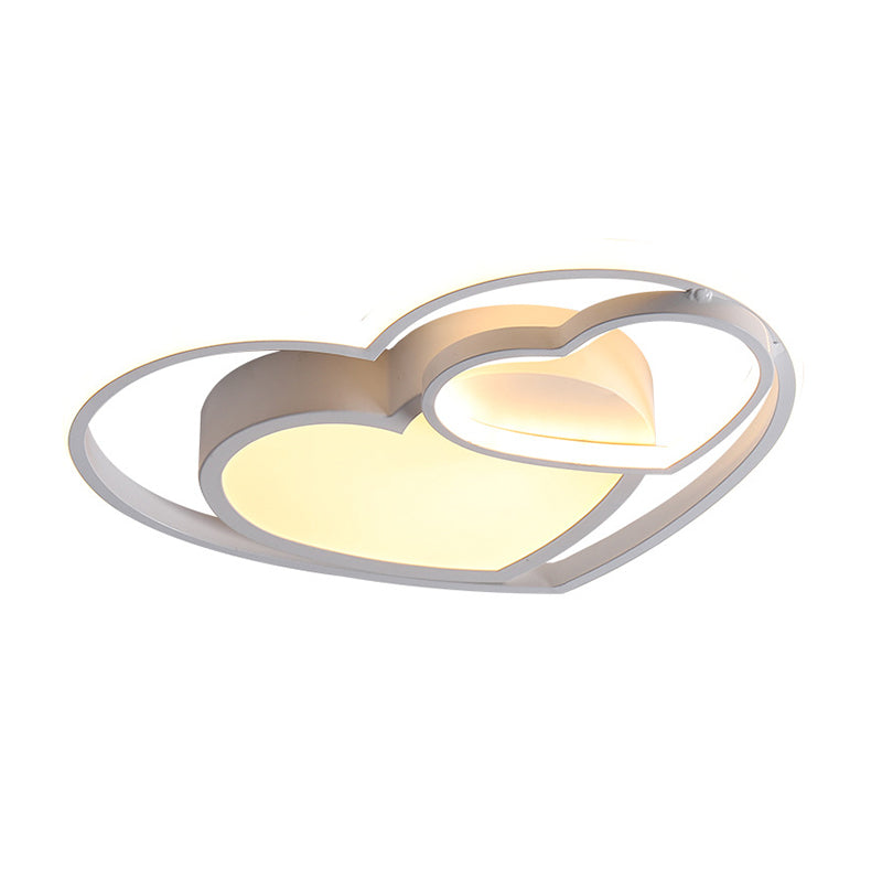 Loving Heart – lampe encastrée en acrylique, style nordique blanc/rose, LED proche du plafond, pour chambre à coucher