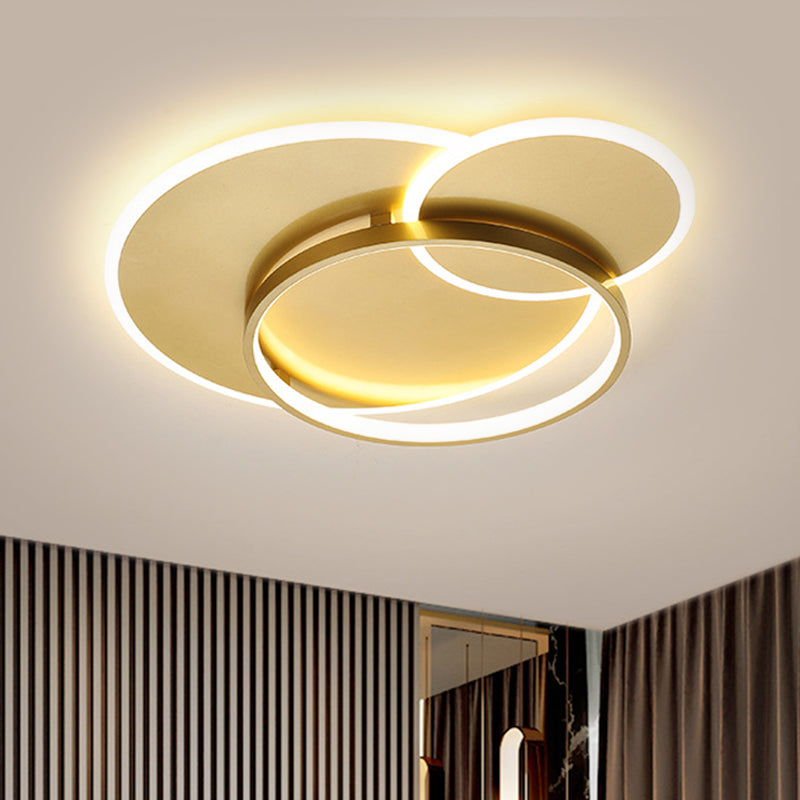 Kreuzring bündig montiert Modernist Metall LED Gold Deckenbefestigung in Warm/Weißes Licht, 16.5 "/21.5" W