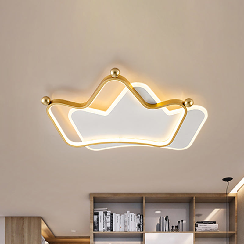 Overlapped Crown Metallic Ceiling Mounted Light Contemporary LED Gold Flush Mount Fixture