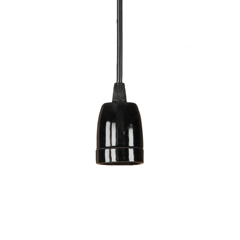 1 Head Mini Hanging Pendant Light with Adjustable Cord Retro Style Black/Red Ceramic Ceiling Hanging Light