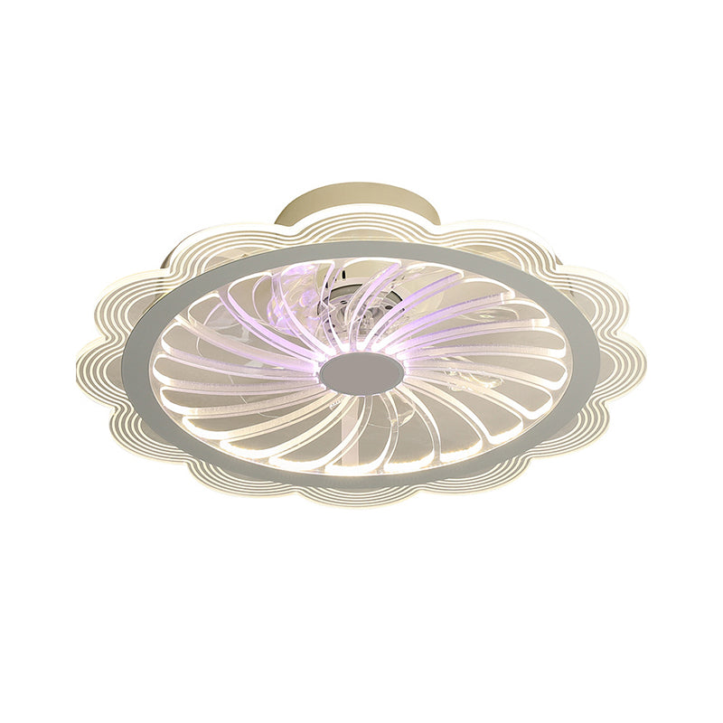 LED Slaapkamer Hangventilator Licht Hedendaags Duidelijke Semi Flush Mount armatuur met bloemacrylschaduw, 20 "breedte