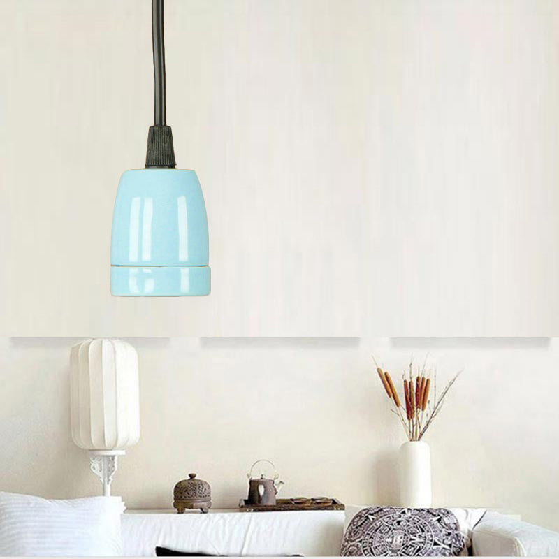 1 Head Mini Hanging Pendant Light with Adjustable Cord Retro Style Black/Red Ceramic Ceiling Hanging Light