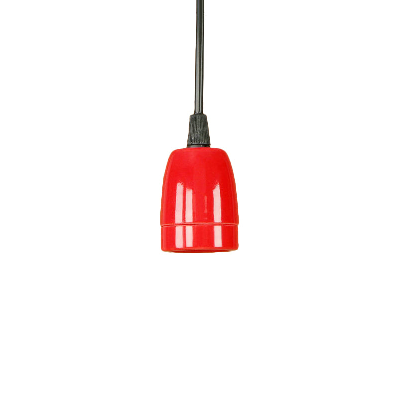 1 Head Mini Hanging Pendant Light with Adjustable Cord Retro Style Black/Red Ceramic Ceiling Hanging Light