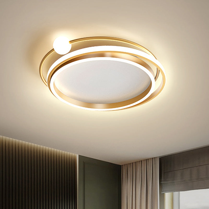 Chevauchement métallique de plafond cercle de plafond minimalisme 20,5 "/24,5" LED de large support à chasse d'or, lumière chaude / blanche