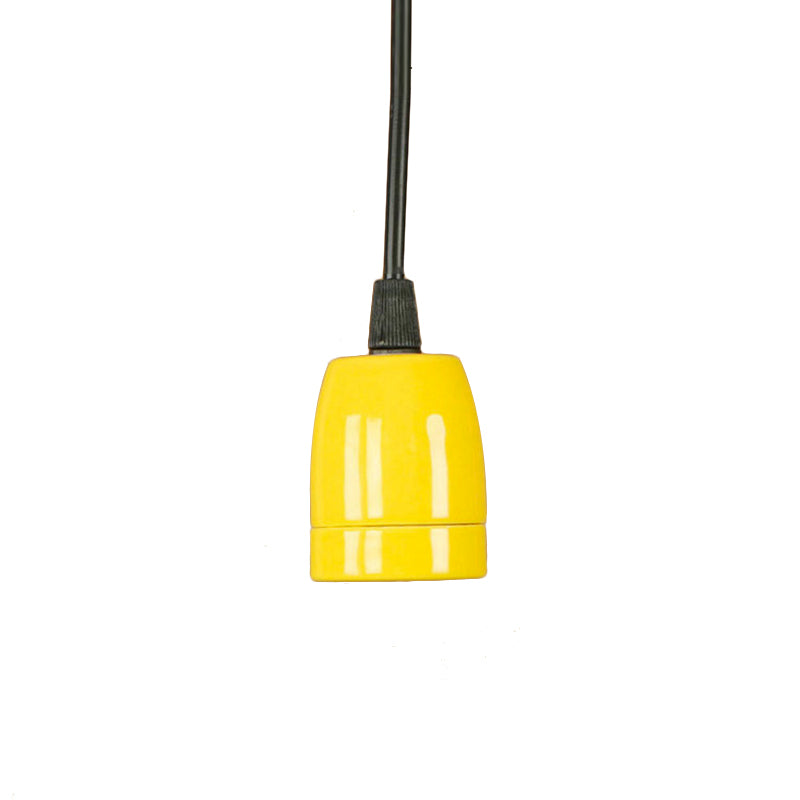 1 Head Mini Hanging Pendant Light with Adjustable Cord Retro Style Black/Red Ceramic Ceiling Hanging Light