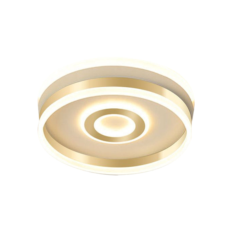 Metallic Hoop Shape Flush Mount Lamp Simplicity LED Gold Ceiling Lighting in Warm/White Light, 16"/19.5" Wide