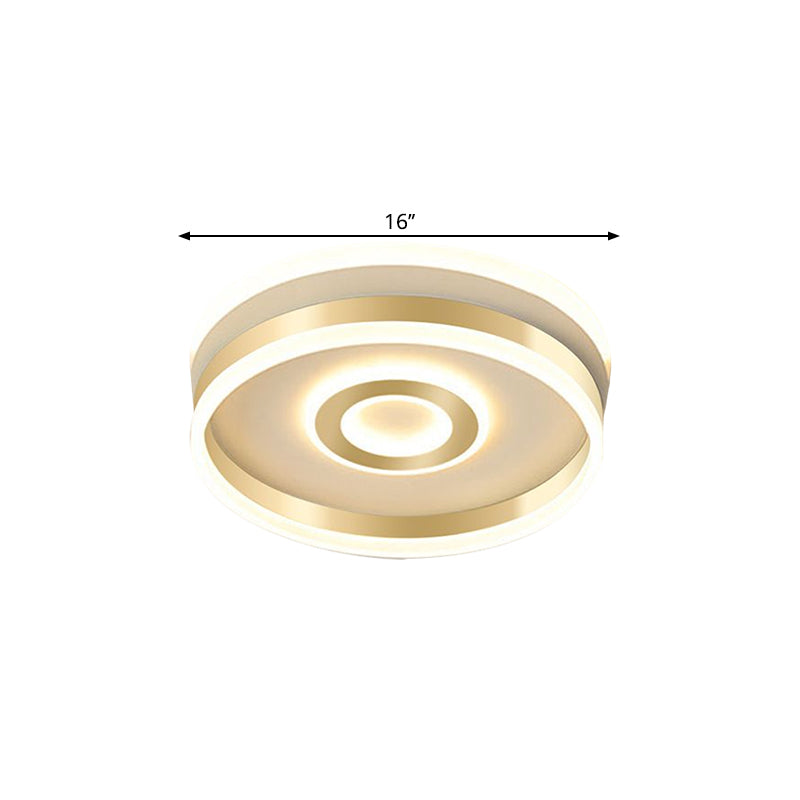 Metallic Hoop Shape Flush Mount Lamp Simplicity LED Gold Ceiling Lighting in Warm/White Light, 16"/19.5" Wide