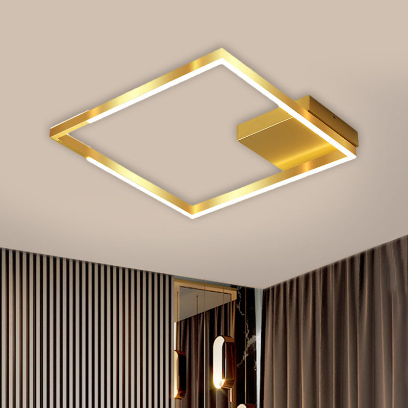 Squared Cage Flush Light Fixture Contemporary Metallic 16"/19.5" Wide LED Gold Ceiling Mounted Lighting (The customization will be 7 days)