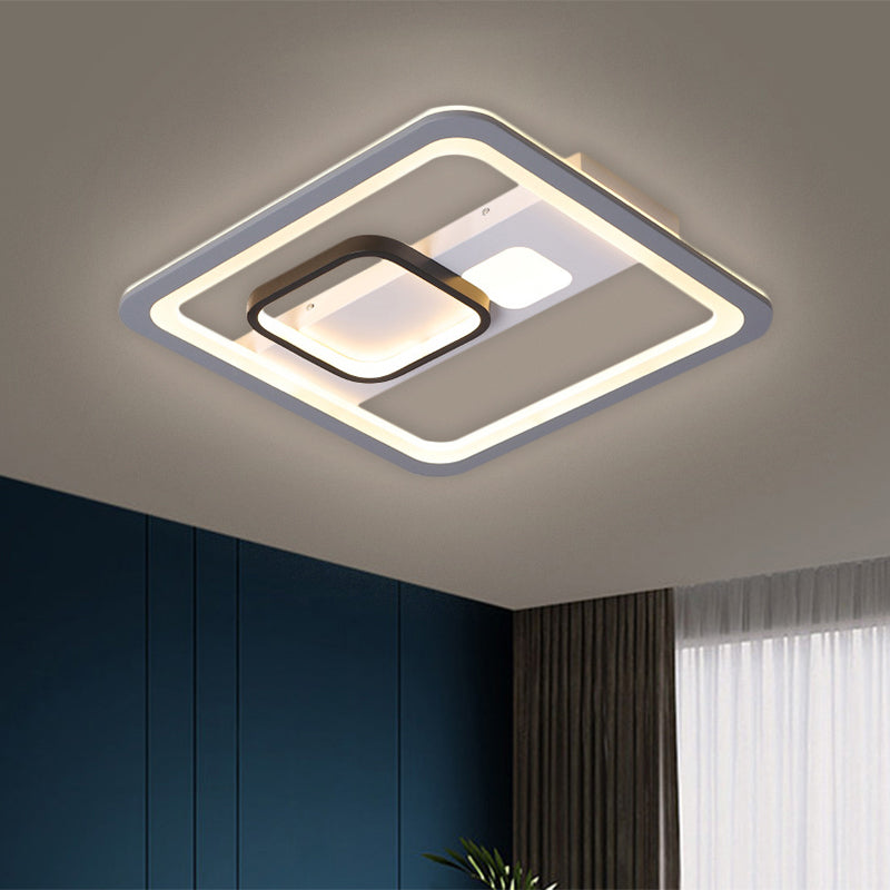 Illuminazione da soffitto a LED grigia in acrilico con montaggio a incasso quadrato da 16"/19,5"/23,5" con luce calda/bianca