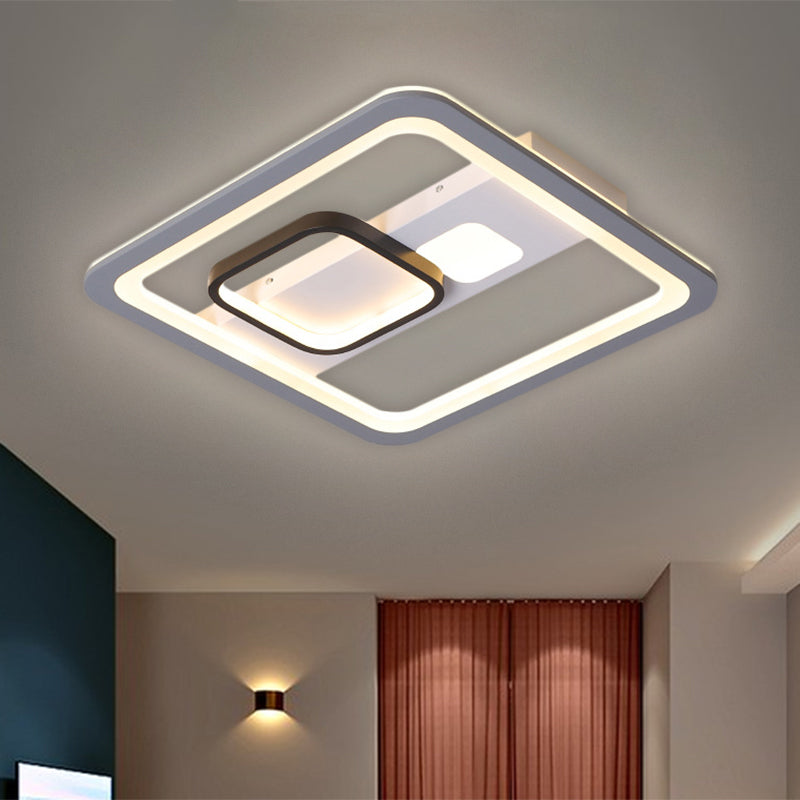 16"/19.5"/23.5" W Square Flush Mount Simplicity Acrylic LED Grey Ceiling Lighting in Warm/White Light