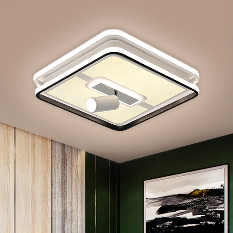 Pannello quadrato nero Illumismo a filo minimalismo 19,5 "/23,5" Lampada a soffitto di ferro a LED largo, luce calda/bianca