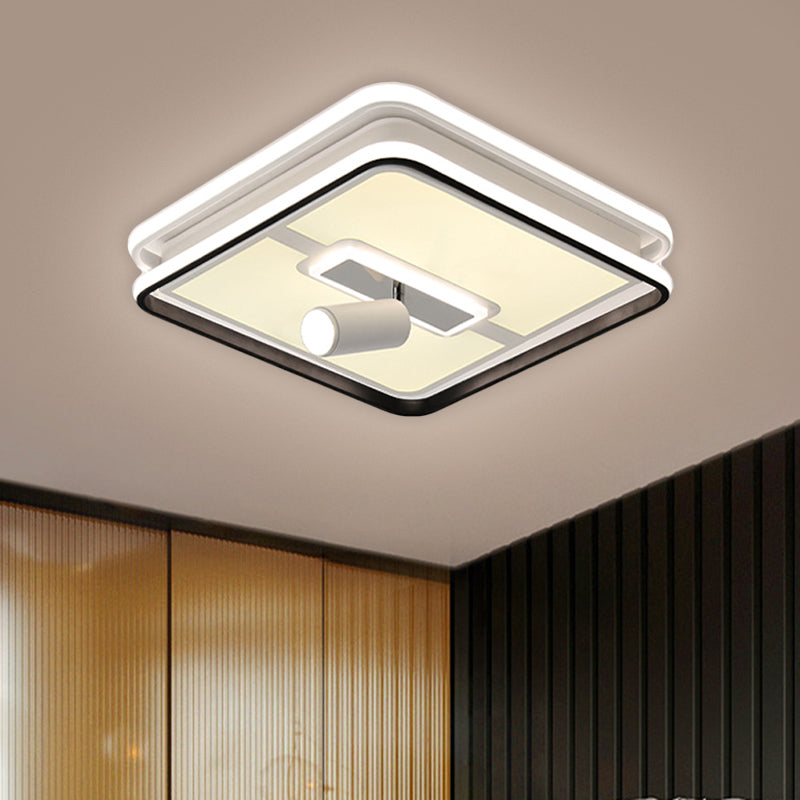 Black Square Panel Flush Lighting Minimalism 19.5"/23.5" Wide LED Iron Ceiling Lamp Fixture, Warm/White Light