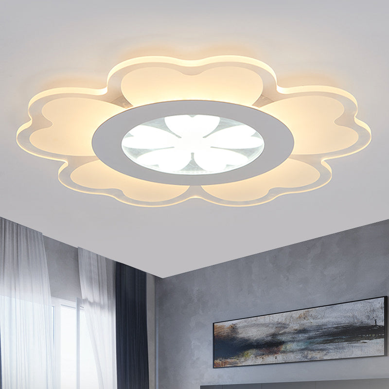 White Floral Flush Light Fixture Contemporary LED Acrylic Flush Mount Lamp for Living Room