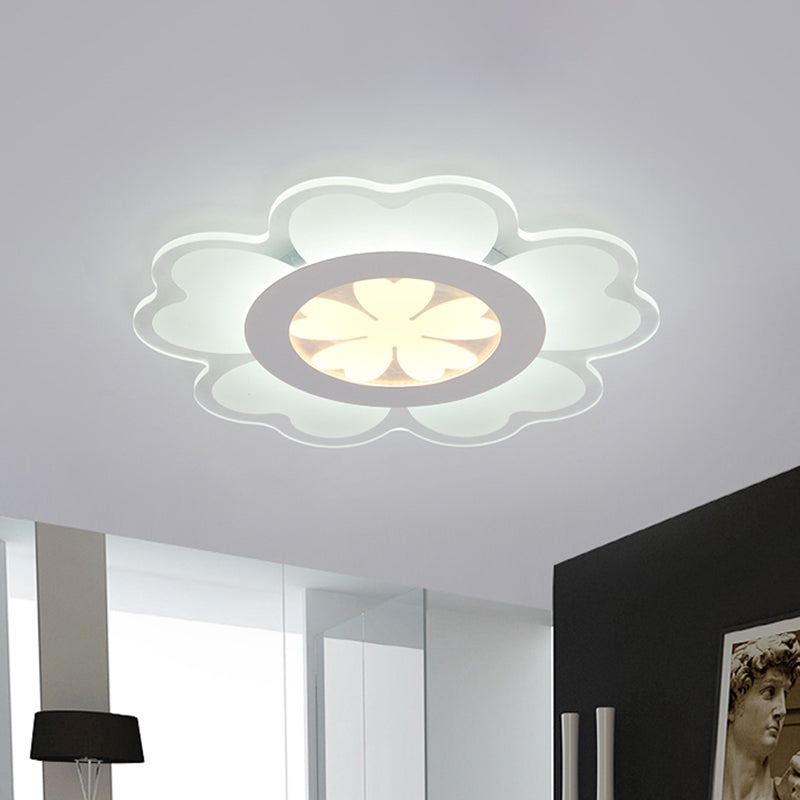 White Floral Flush Light Fixture Contemporary LED Acrylic Flush Mount Lamp for Living Room