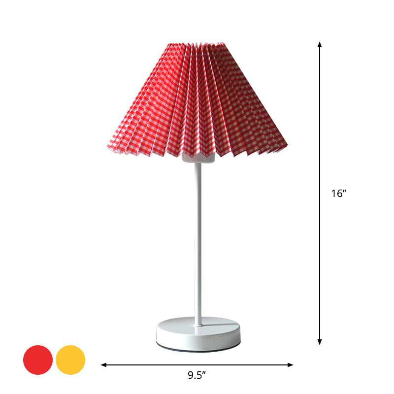 Red/Yellow Folded Night Table Light Cartoon 1 Bulb Paper Reading Lamp with Round Iron Base