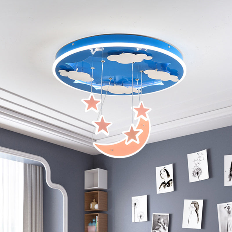 Starry Sky Children Room Hanging Lighting Acrylic LED Modern Cluster Pendant Light Fixture in Pink/Blue