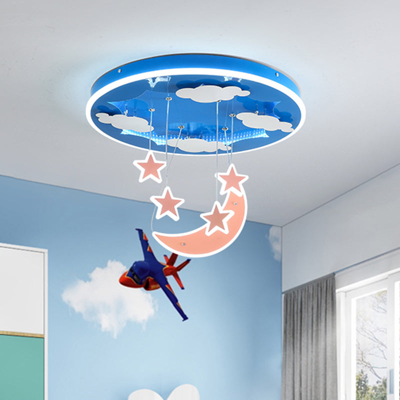 Starry Sky Children Room Hanging Lighting Acrylic LED Modern Cluster Pendant Light Fixture in Pink/Blue