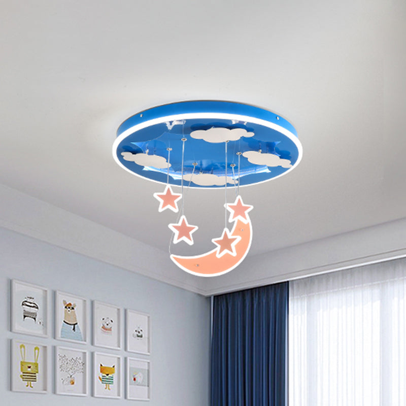 Starry Sky Children Room Hanging Lighting Acrylic LED Modern Cluster Pendant Light Fixture in Pink/Blue