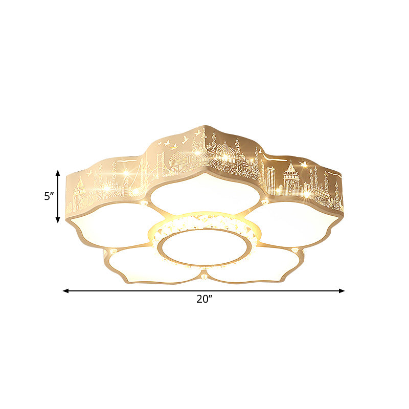 Bloemen slaapkamer spoeling licht armatuur acryl led moderne spoelbevel met gefacetteerde kristallen decor in wit