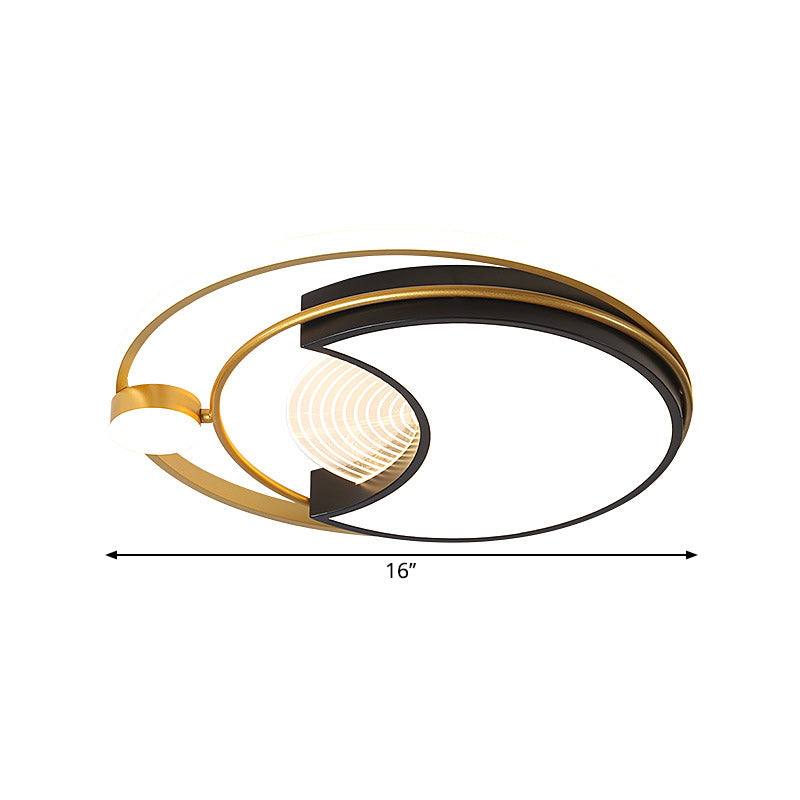 Modern LED -spoelplafondlicht met acryl schaduw Zwart vierkant/ronde spoelbevestiging in warm/wit licht