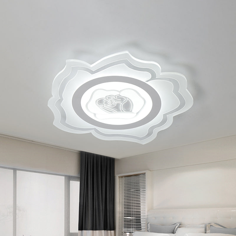 Weiße Blume Flush Leuchte modernistische LED -Acrylflush -Halterung, warmes/weißes Licht