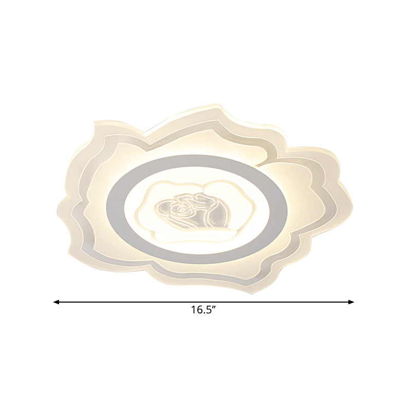 Weiße Blume Flush Leuchte modernistische LED -Acrylflush -Halterung, warmes/weißes Licht
