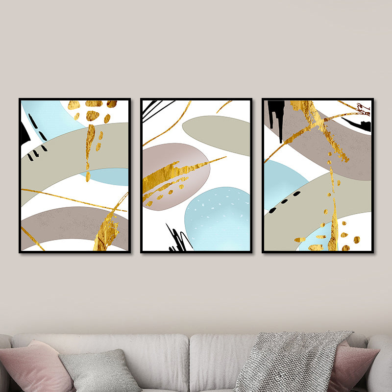 Abstract Print Wall Art Set Pastel Color Canvas Wall Decor for Living Room, Textured