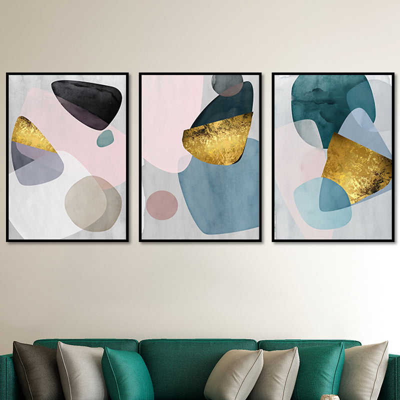 Abstract Print Wall Art Set Pastel Color Canvas Wall Decor for Living Room, Textured