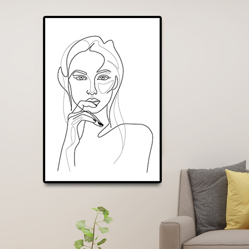 Light Color Minimalism Style Canvas Figure Portrait Wall Art Print for Living Room