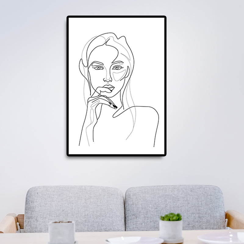 Light Color Minimalism Style Canvas Figure Portrait Wall Art Print for Living Room