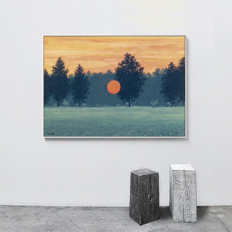 Surrealistic Magritte Forest Painting Dining Room Canvas Wall Art in Pastel Color