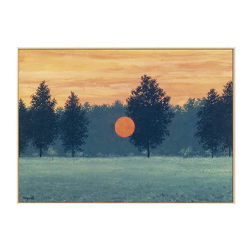 Surrealistic Magritte Forest Painting Dining Room Canvas Wall Art in Pastel Color