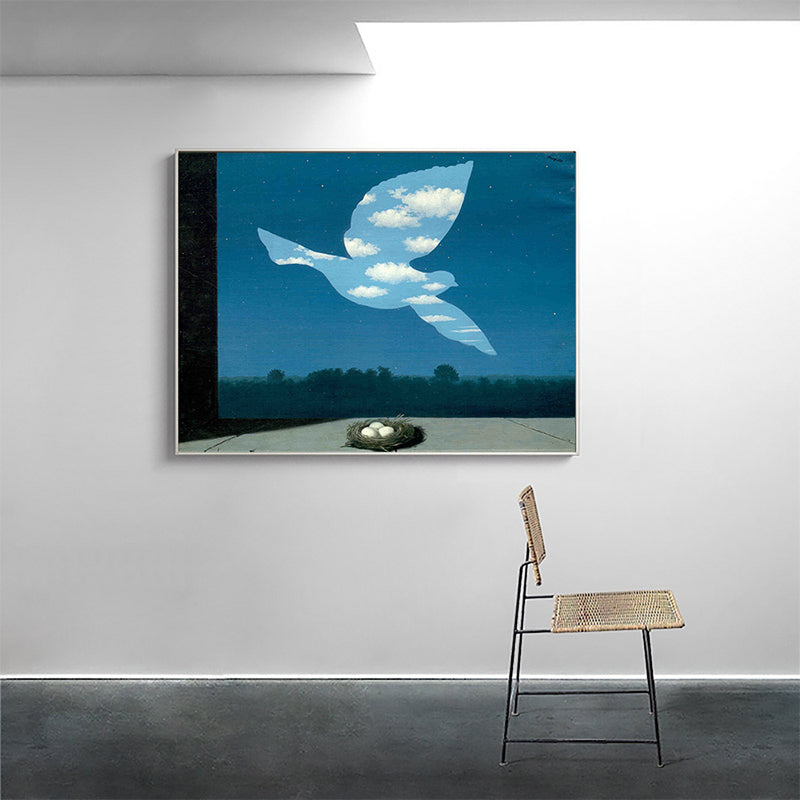 Surrealistic Magritte Forest Painting Dining Room Canvas Wall Art in Pastel Color