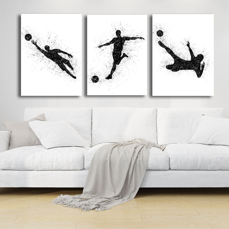 Sports Football Canvas Print Simplicity Textured Wall Art Decor in Black on White