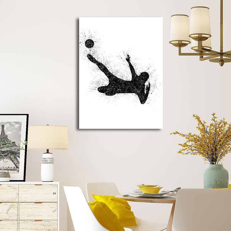 Sports Football Canvas Print Simplicity Textured Wall Art Decor in Black on White