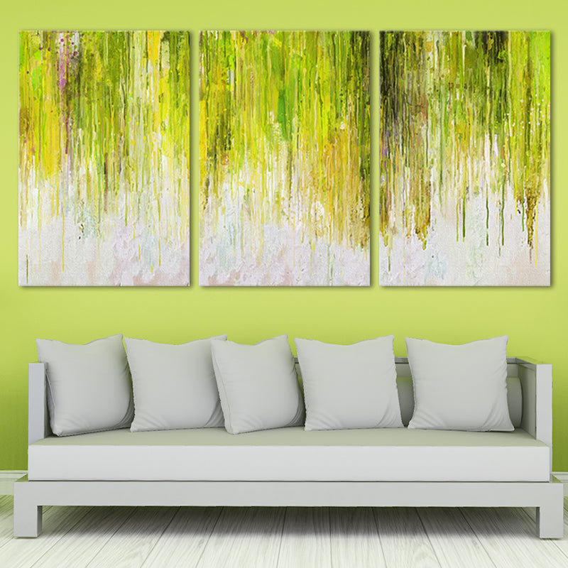 Green Abstract Painting Wall Art Multi-Piece Canvas Print for Sitting Room