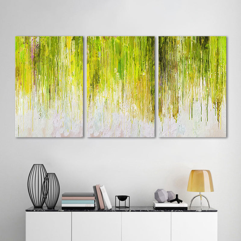 Green Abstract Painting Wall Art Multi-Piece Canvas Print for Sitting Room