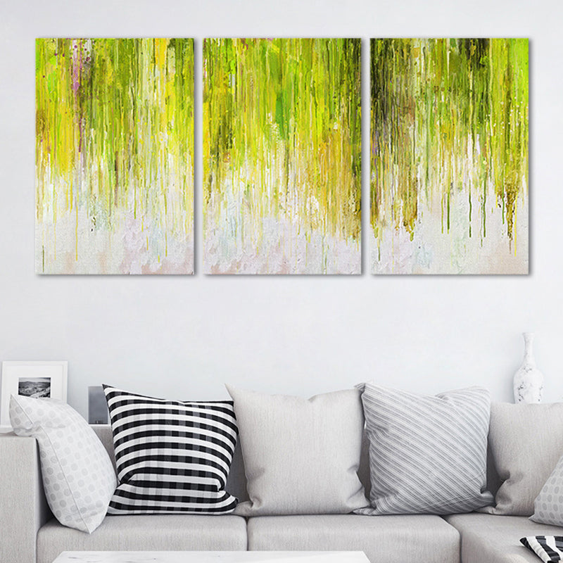 Green Abstract Painting Wall Art Multi-Piece Canvas Print for Sitting Room