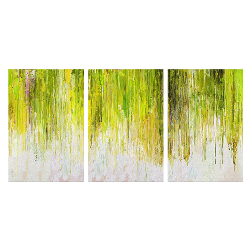 Green Abstract Painting Wall Art Multi-Piece Canvas Print for Sitting Room