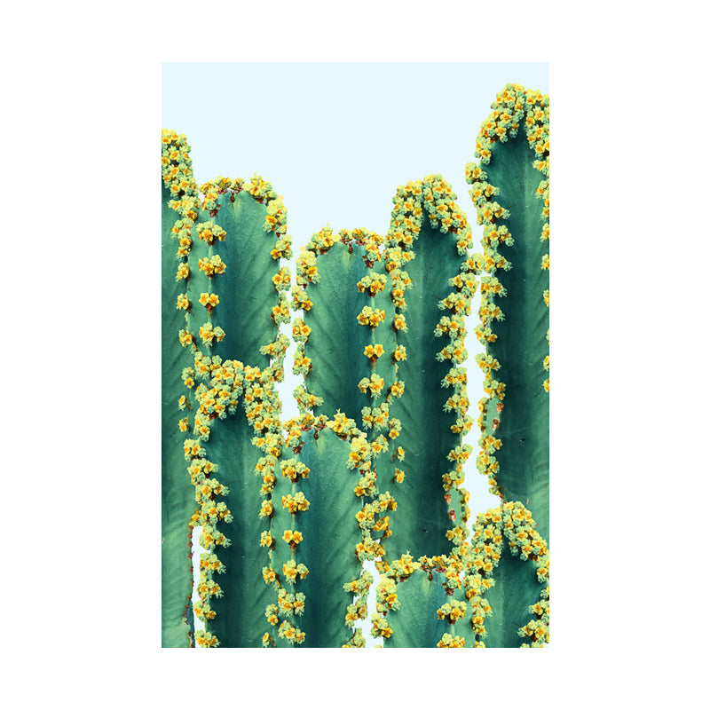 Novelty Cactus Canvas Wall Art for Bedroom Botanix Wall Decoration in Green, Texture