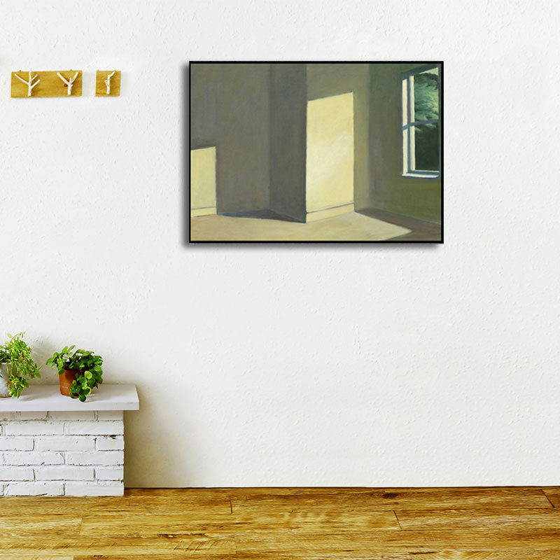 Empty Room with Sunlight Painting Green Canvas Made Wall Art Print, Textured Surface