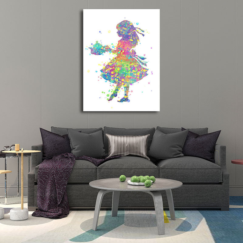 Kids Style Dancer Canvas Art Multicolored Textured Wall Decoration for Living Room