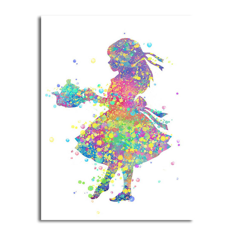 Kids Style Dancer Canvas Art Multicolored Textured Wall Decoration for Living Room