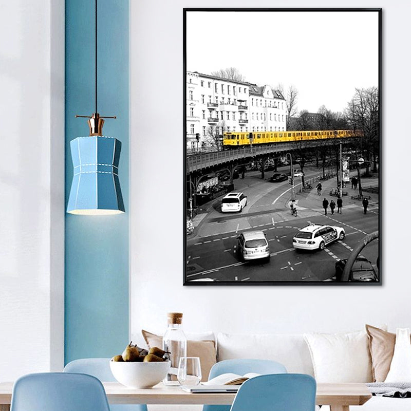 Grey City Traffic Canvas Print Decorative Wall Art Decor for Living Room, Multiple Sizes