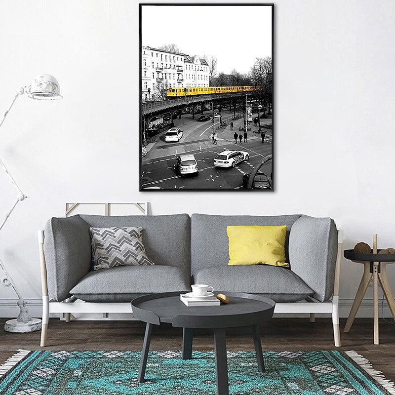 Grey City Traffic Canvas Print Decorative Wall Art Decor for Living Room, Multiple Sizes